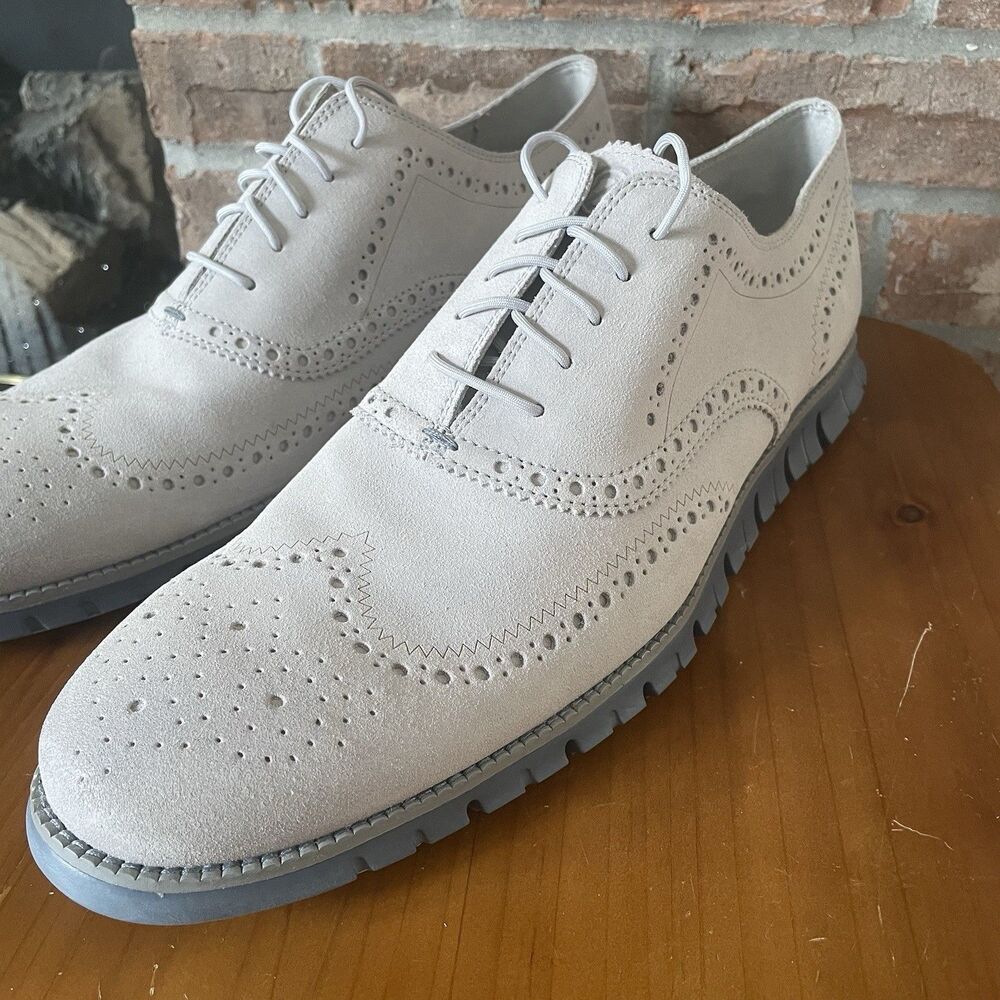 Cole Haan Zerogrand Suede Wingtip Oxford Men's Size 16 M Light Gray Shoe Sneaker
